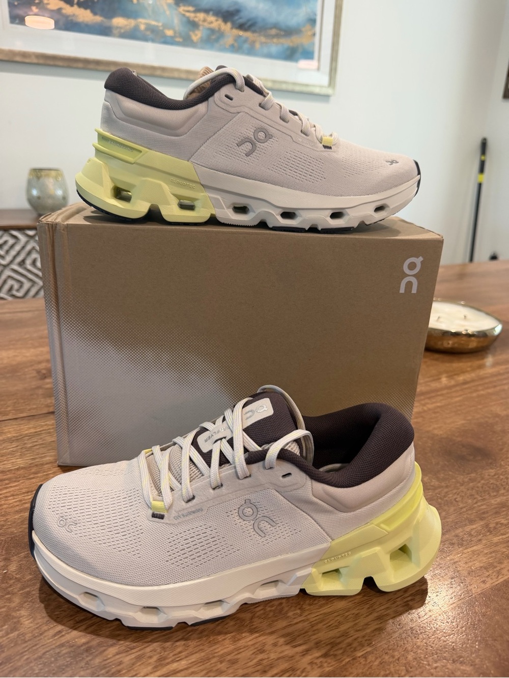 On Running women Sneakers in Light Beige with Yellow Accents